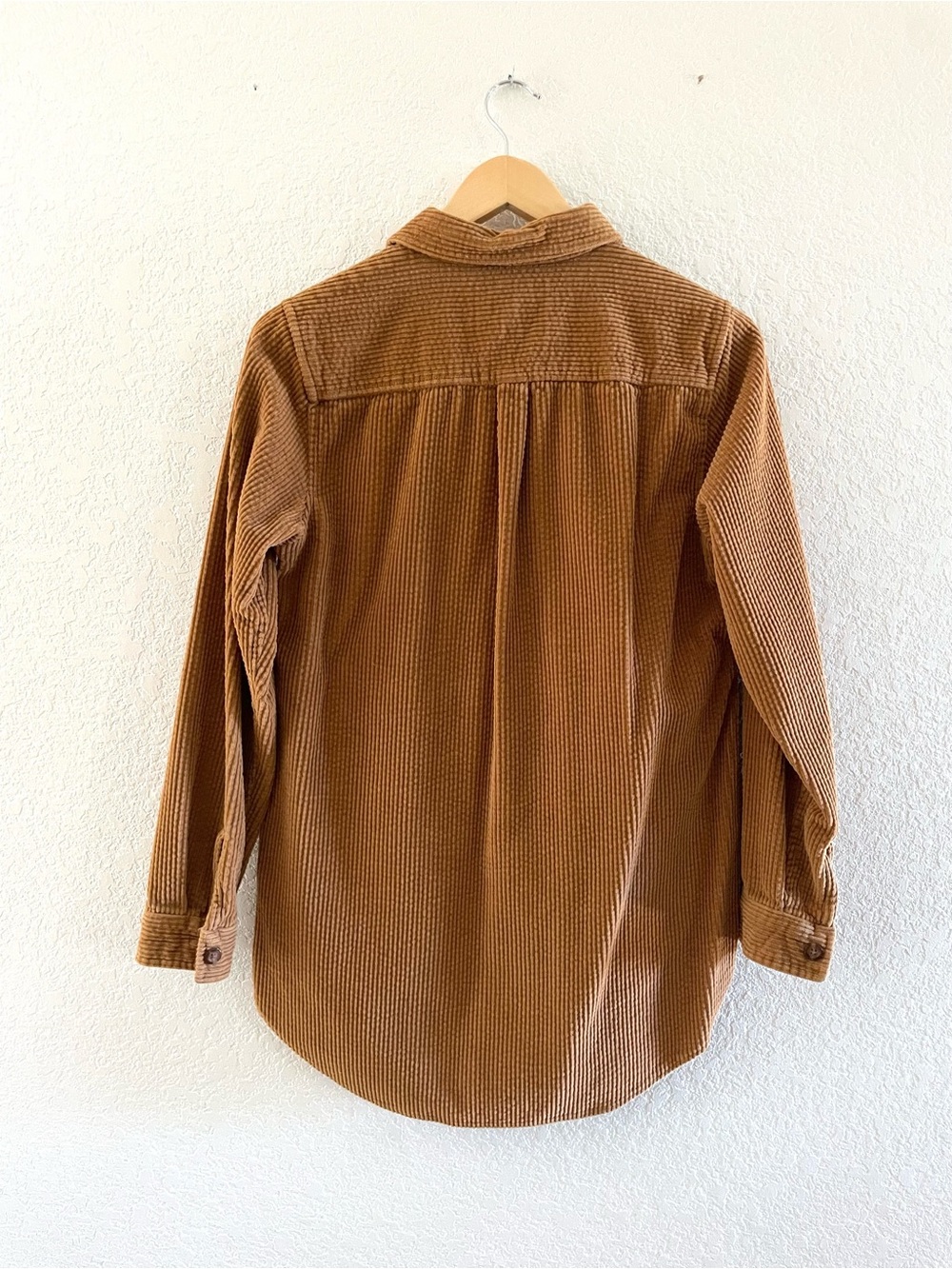 L.L. Bean Caramel Corduroy Shirt Jacket Shacket Long Tunic Button Down Sz XS - Picture 8 of 13